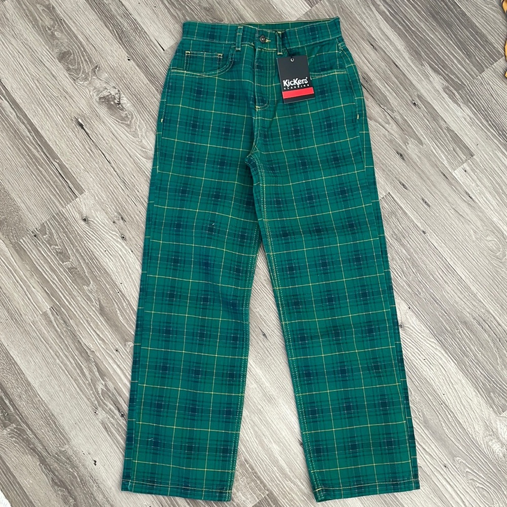 Kickers classic plaid/check printed denim. Size 24 brand new with tags